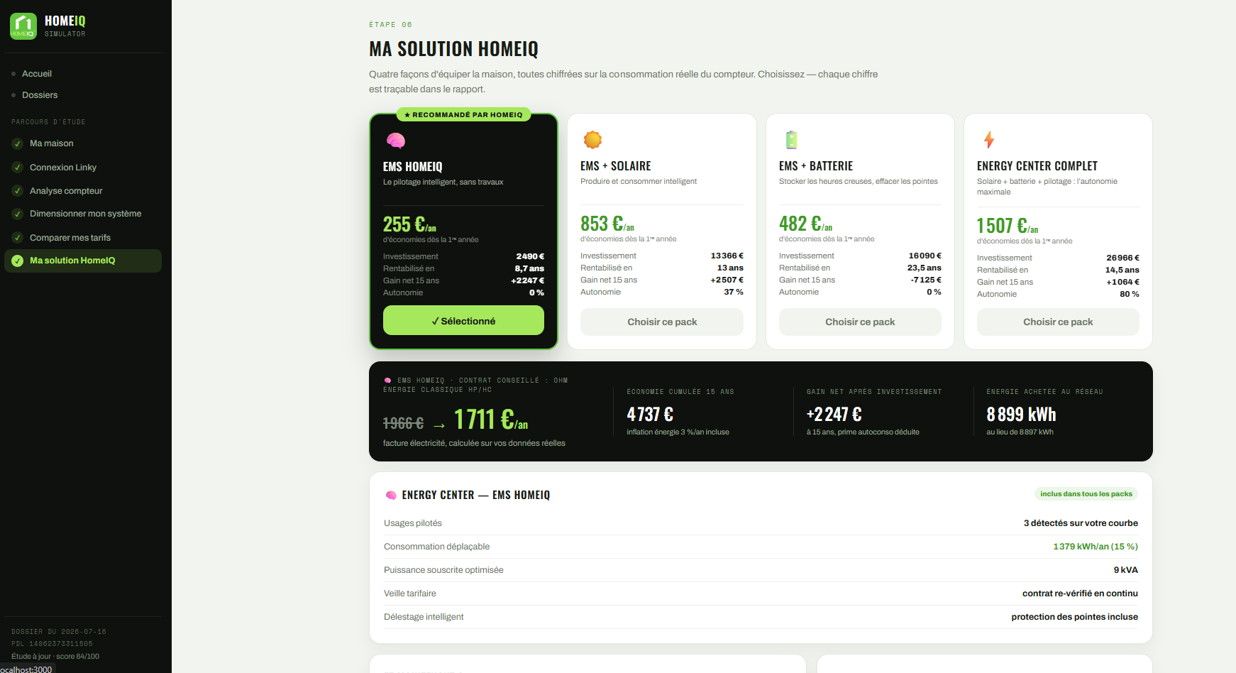 Dimensionnement de la solution HomeIQ